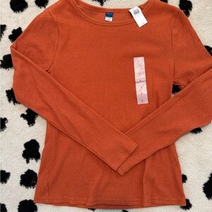 Old Navy Plush Tee Orange Long Sleeve Size Large